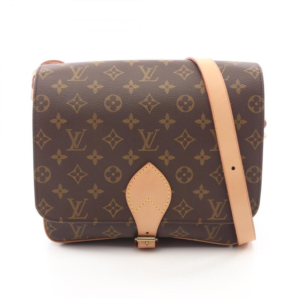 Louis Vuitton Cartouchiere Canvas Leather Monogram Shoulder Bag Brown